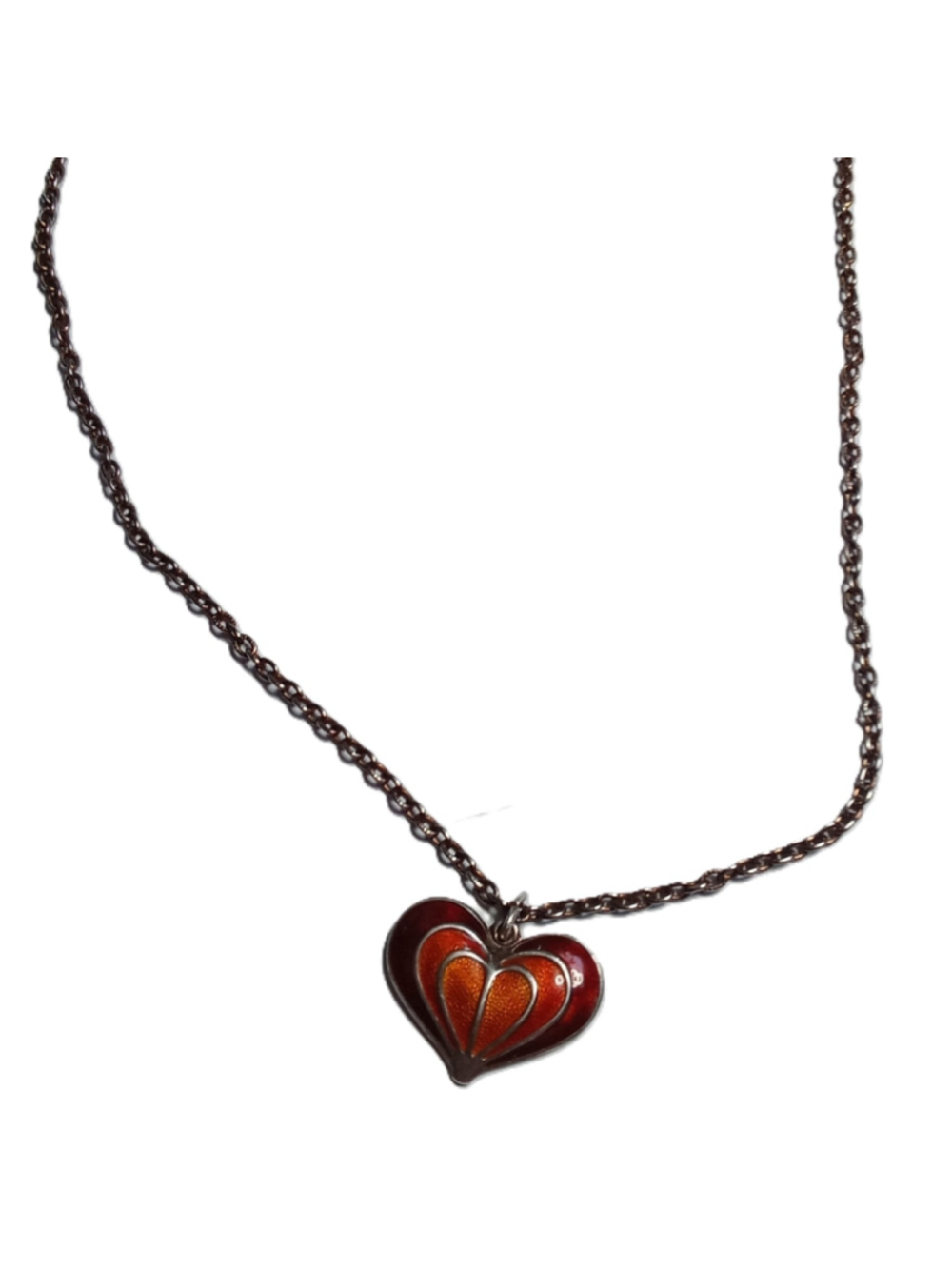 Collectible David-Andersen Red Enamel Heart Necklace in Sterling Silver - Picture 2 of 12